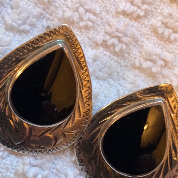 Silver and Black Earrings - Picture 2 of 3